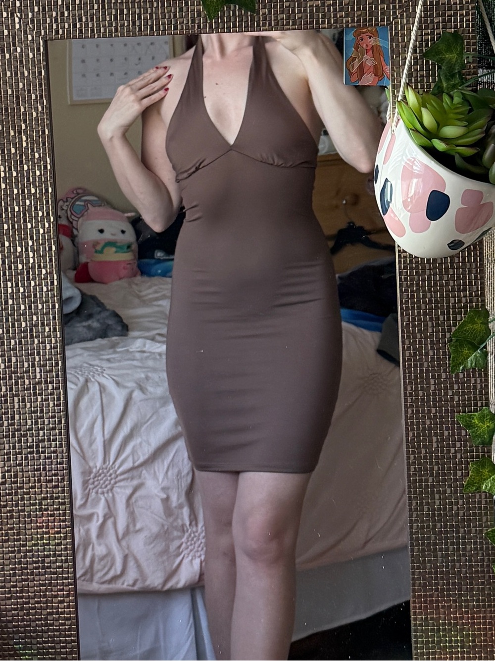 H&M Brown Halter Bodycon Dress